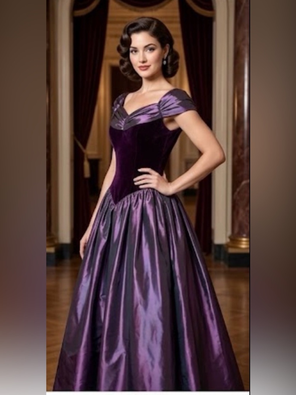 Vintage Jessica McClintock Homecoming Dress Off Shoulder Velvet Taffeta 8